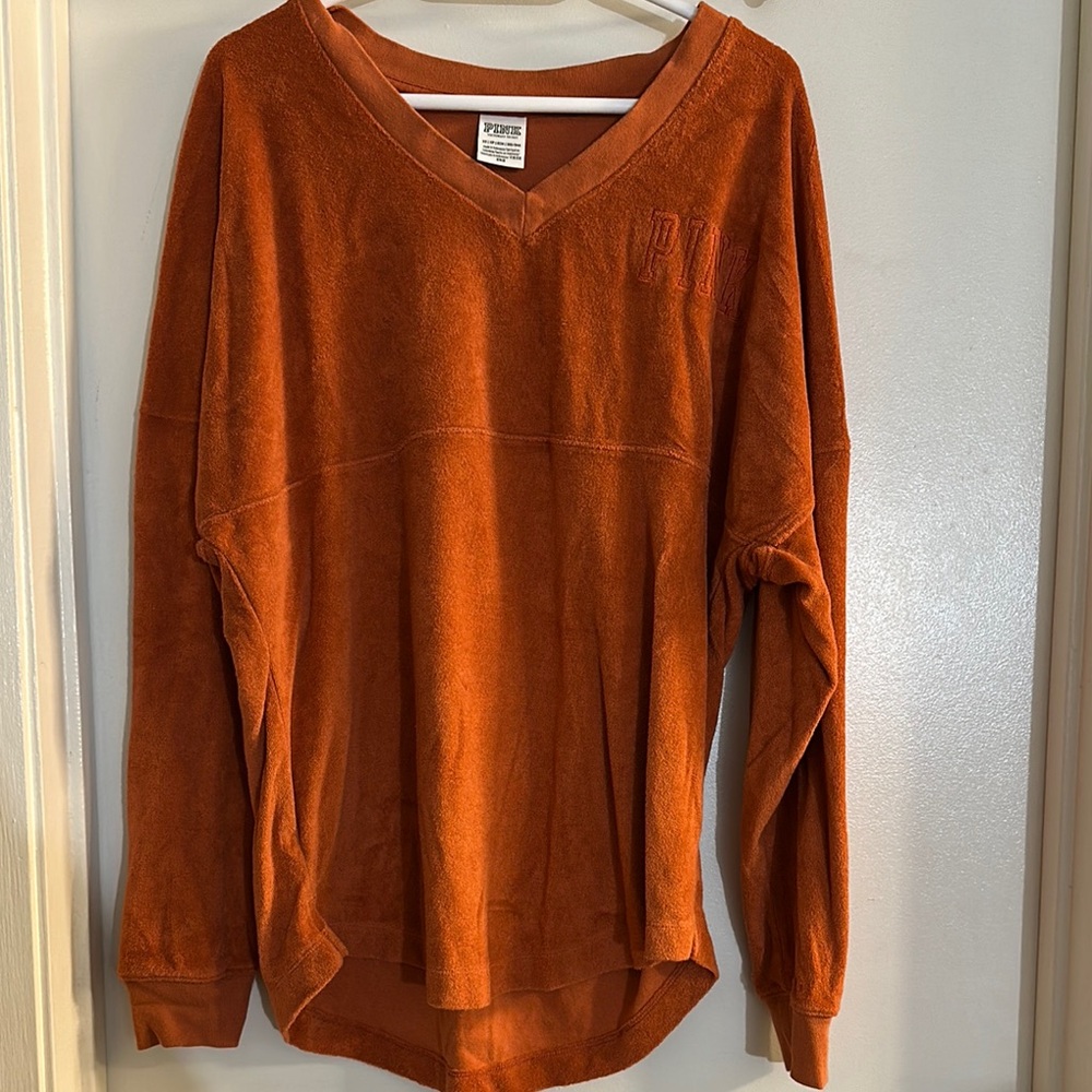 Rust Orange V-Neck Pullover